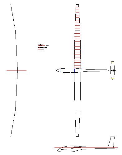 Tomando como ponto de partida o Lak-19 fiz um projetinho parecido. Meu planador vai ter 2m de envergadura, corda na raiz de 100mm, 80mm no ponto final do primeiro trapezio e 40mm na ponta. (sera que vai ser possivel???)