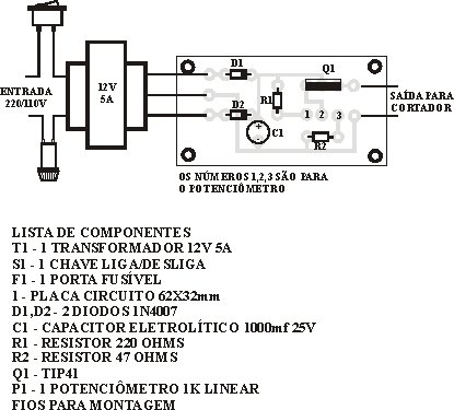 ESQUEMA COM AS PEÇAS DO CORTADOR ISOPOR COM TRANSFORMADOR 12V E 5A.JPG